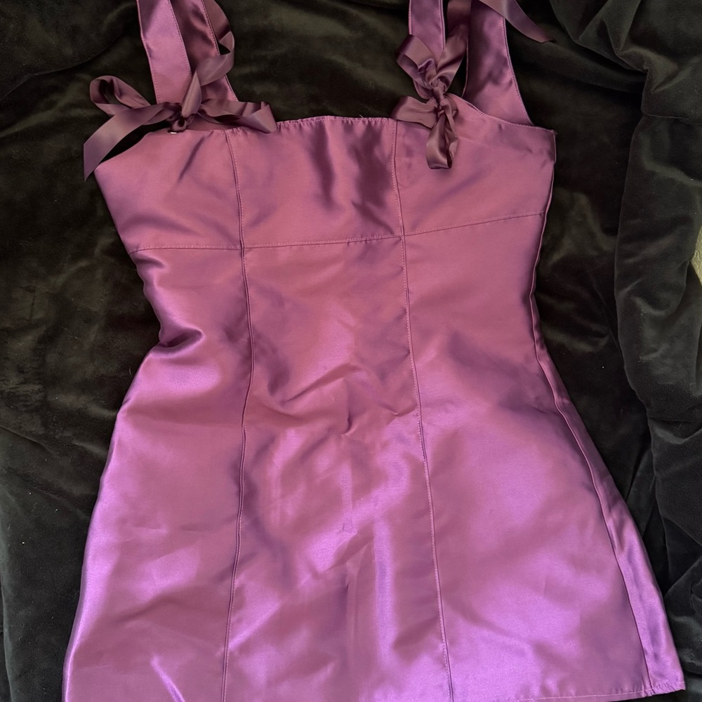 Current Mood Purple Ruched Sheath Mini Dress